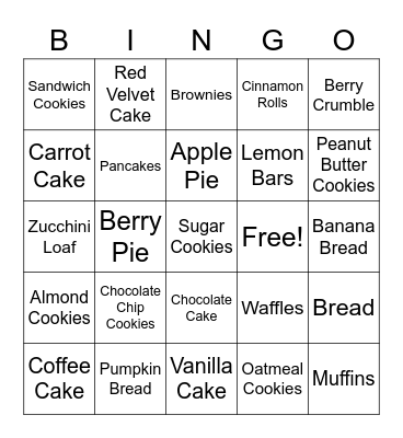 Quarantine Baked Goods Bingo Card