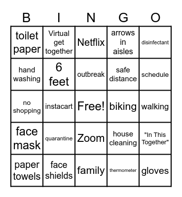 Camelot Quarantine Bingo Card