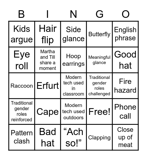 Castle Einstein Bingo Card