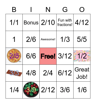 ❤️Ms. Love's Equivalent Fractions Bingo!🤩 Bingo Card