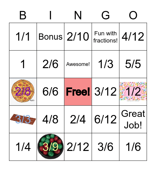 ❤️Ms. Love's Equivalent Fractions Bingo!🤩 Bingo Card