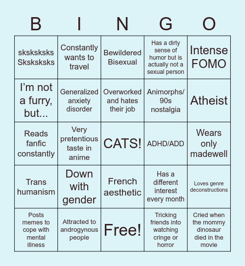 How Jenna are you? Bingo Card