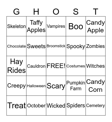 Mrs. Parlier's 4th Grade Halloween Party Bingo Card