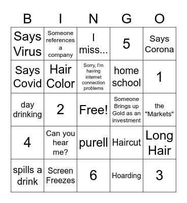 Quarentine Bingo Card