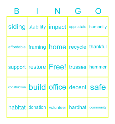 Habitat for Humanity of Omaha Bingo Card