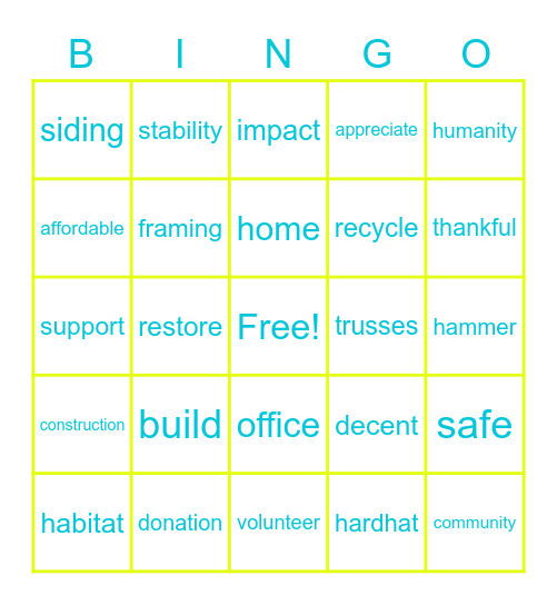 Habitat for Humanity of Omaha Bingo Card