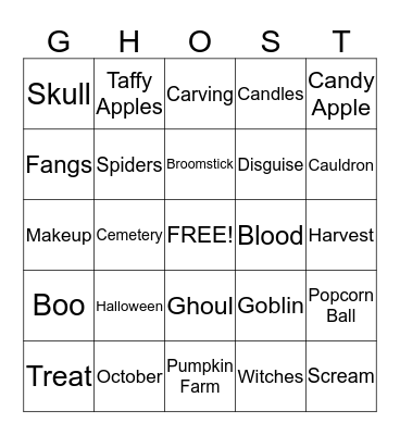 Mrs. Parlier's 4th Grade Halloween Party Bingo Card