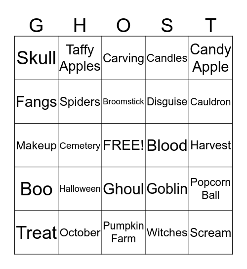 Mrs. Parlier's 4th Grade Halloween Party Bingo Card