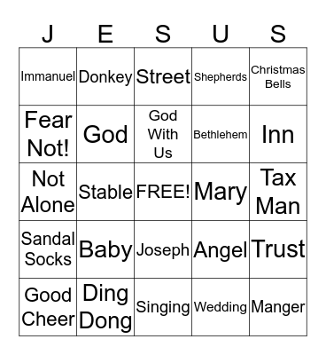 "Don't Be Scared" Bingo Card