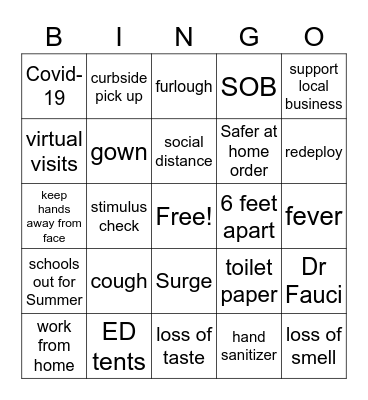 Covid-19 Bingo Card