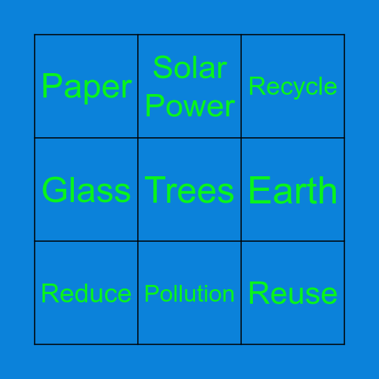 Earth Day Bingo Card