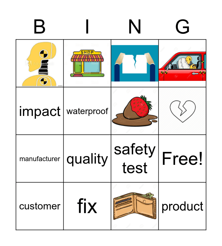 PRODUCTS Bingo Card