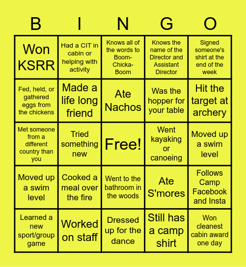 CHB BINGO Card