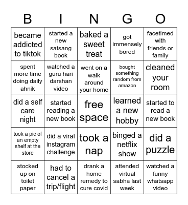 covid 19 bingo Card