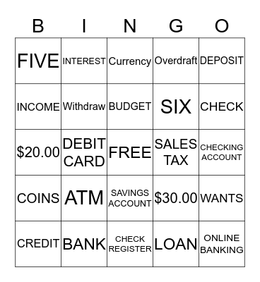 Money Bingo Card