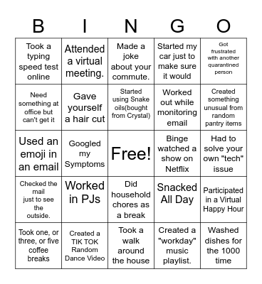 WFH BINGO Card