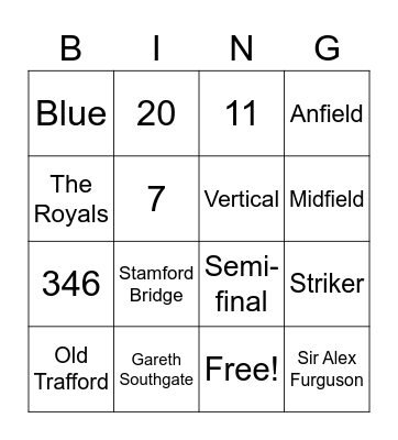Marcus & Xander Football Bingo Card