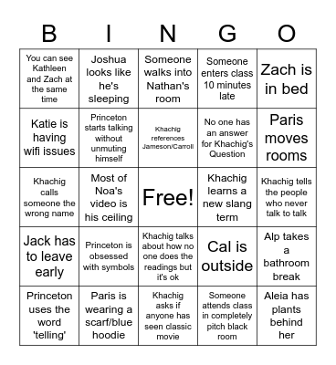 Narrative and Ideology Bingo Card