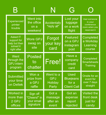 GPJ Bingo Card