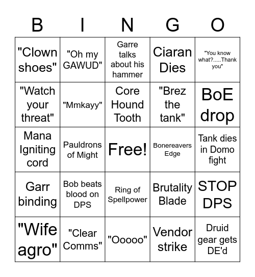 MC Bingo! Bingo Card