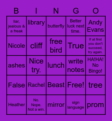 SPEAK MP IV BINGO Card