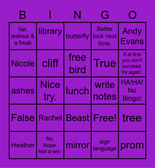 SPEAK MP IV BINGO Card