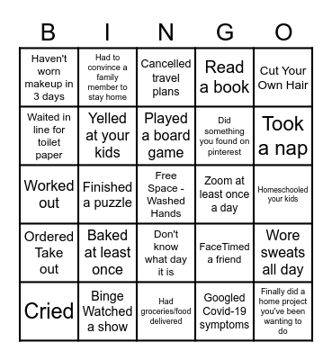 Moms in Quarantine BINGO Card