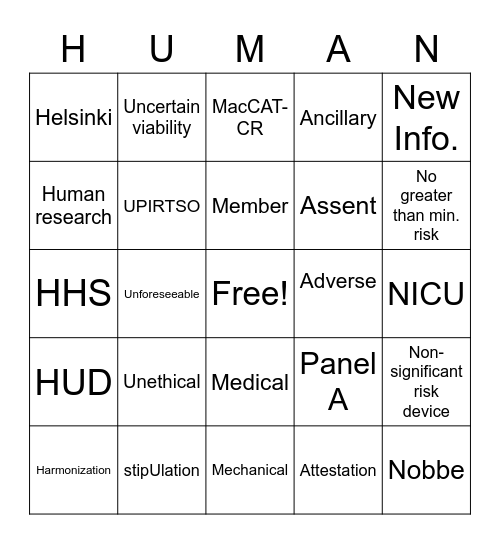 HUMAN BINGO v2.0 Bingo Card