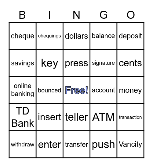 LINC 2 Banking Bingo Card