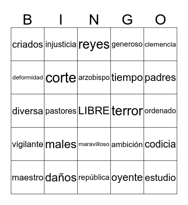 Brevísima relación Bingo Card