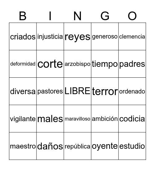 Brevísima relación Bingo Card