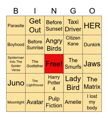 Movies you have seen before Bingo Card
