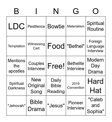 JW Broadcast Bingo Card