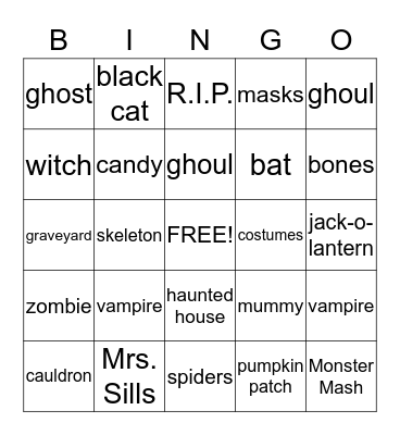 Halloween Bingo Card