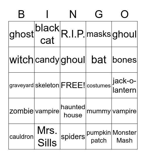 Halloween Bingo Card