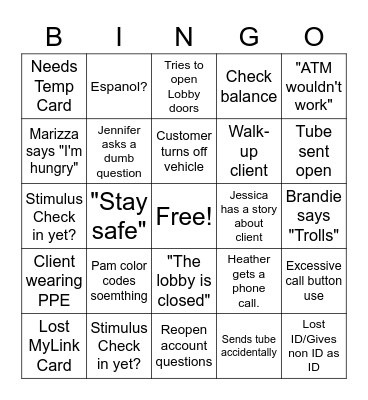 Covid Bingo Card