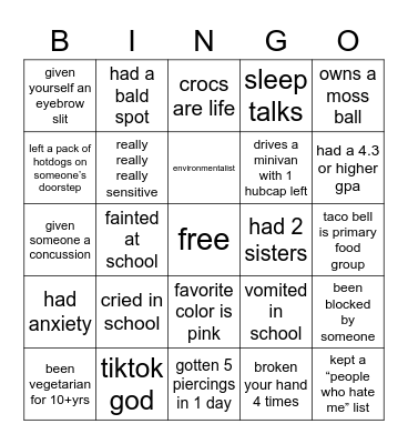 nicoles bingo Card