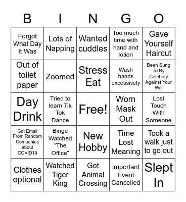 Corona Bingo Card