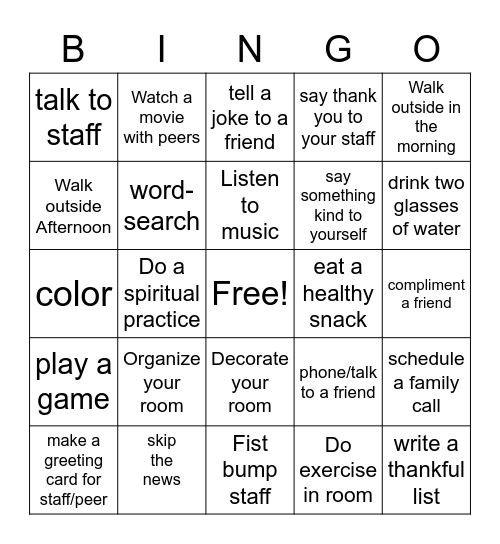 Cross off each activity as you do them Let izzy know when you get a bingo! have fun Bingo Card