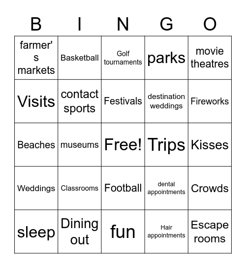 Life after Covid 19 Bingo Card