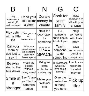 Kindness Bingo #1 Bingo Card