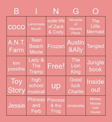 DISNEY BINGO Card