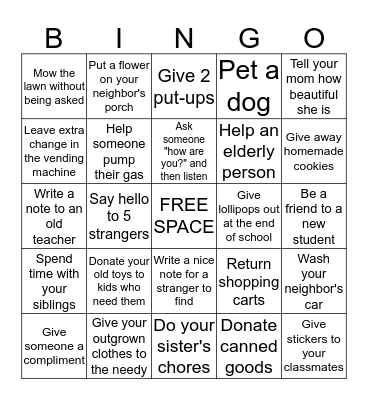 Kindness Bingo #2 Bingo Card