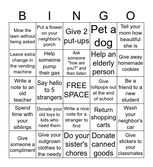 Kindness Bingo #2 Bingo Card