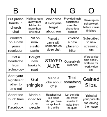 C19 Bingo Card