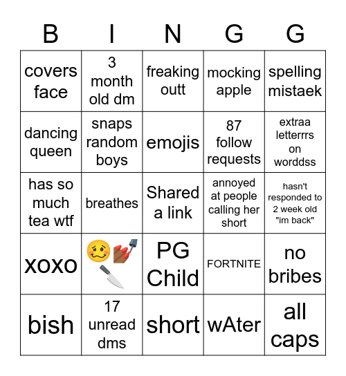 Shristy Bingg Bingo Card