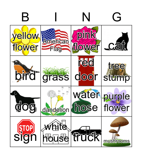 Hope Gardens Bingo (picture version) Bingo Card