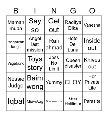 Contoh Bingo Card
