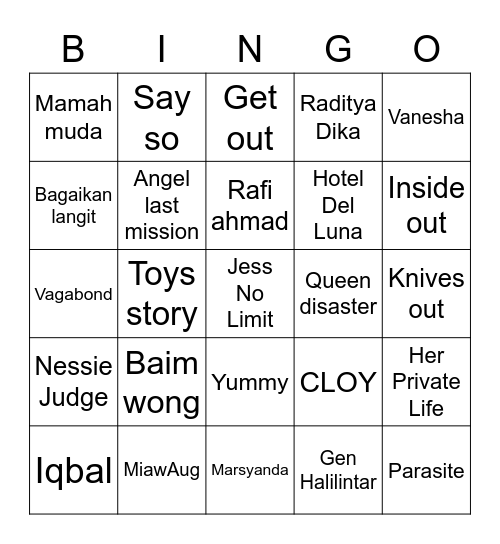 Contoh Bingo Card