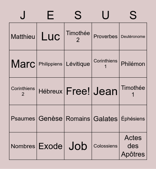 Livres de la Bible Bingo Card